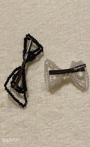 11x45 cm Czarno -biały klasyczny ręcznie robiony klipsy Pearl Bow Bow Clips Side Clip dla kobiet Ulubiona nakrycia głowy Accessorie9028502