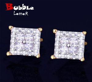 12mm Square Baguette Zircon Stud Earring Silver Color Charm Skruva Back Women Men039s örhängen Fashion Hip Hop Jewelry 2110097084669