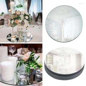 Party Decoration Round Mirror Glass Tray DIY Acrylic Circle Candle Plates Wedding Table Centerpiece Large Capacity Platter Tiles