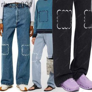 Designer Womens Jeans Jeans Denim Hosen High Wailstraße Straight Pantalones Patch Sticked Dekoration Casual Blue Jackets 7LD4