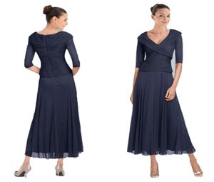 Navy Blue Chiffon Mother of the Bride Dresses Elegant Elegant Chiffon Wedding Guest Party Gown8161889