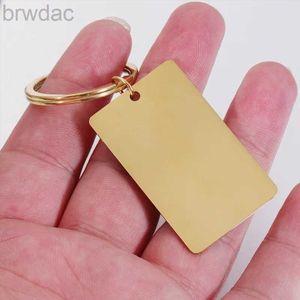 Key Rings 10Pcs/Lot Mirror Polished Stainless Steel Key Chain Hanging Square Round Pendant Keyring For DIY Engraving Jewelry Making Keycha 240412
