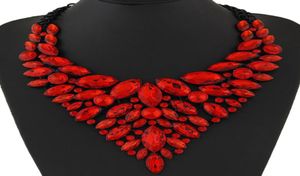 2020 Big Women Collier Femme Necklaces Pendant Blue Red Yellow Rose Statement Bijoux New Crystal Jewelry Choker Maxi Boho Vintage 6652062