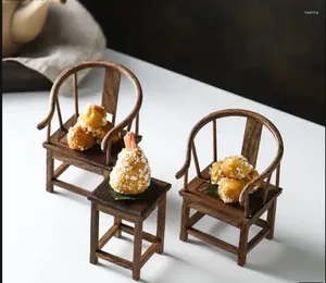 プレート3pcs/セットクリエイティブレトロミニテーブルと椅子デザートプレート日本レストランsashimiホームキッチン木製食器