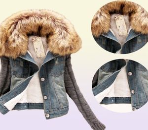Kvinnor Spring Denim Jacket Faux päls Coat Casual kläder Overcoat Toppar Female Jeans Coat Warm Coat11386190