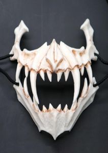 Half Animal Mask Long Teeth Demon Samurai White Bone Mask Tengu Dragon Yaksa Tiger Harts Mask Cosplay T2005094029593