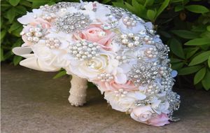 Waterfall Luxury Blush Wedding Bouquet för brudar Teardrop Butterfly Brosch Bouquet Alternativ Cascading Bouquets Crystal Wedding7607383