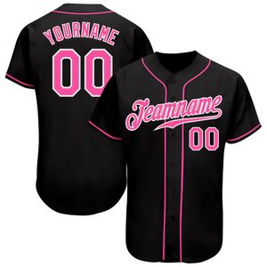 黒いピンクのカスタム野球ジャージシャツ3D男女用シャツスポーツユニセックストップス