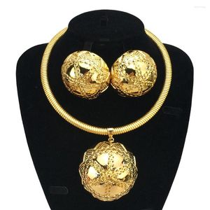 Pendant Necklaces Dubai Gold Color Jewelry Sets For Women Necklace And Earring Fashion Wedding Party Quality Bridal Gift FHK16783