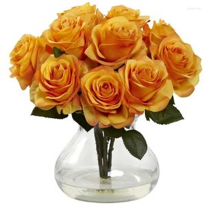Dekorative Blumen Arrangement künstlich mit Vase Orange