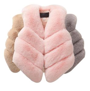 Zimowe dziewczęta Faux Fur Płaszcze dla dziewczynek Kurtki dla dzieci w kamizelce dziewczyny odzież Dziewczyny Dzieci Sztuczny futra LJ201130828627