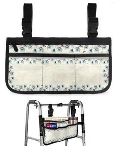 Bolsas de armazenamento Bolsa de cadeira de rodas de tulipa azul com bolsos tiras reflexivas apoios de braço de braço bolsa de moldura de scooter elétrica