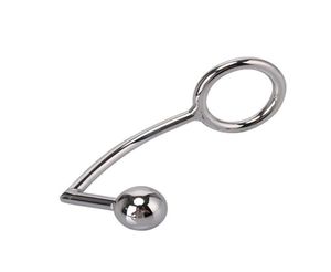 Male Device 40mm 45mm 50mm Stainless Steel Anal Hook With Penis Ring Metal Butt Plug Adult sexy Toys For Men3813997