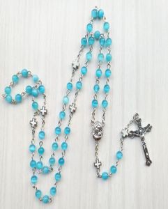 Голубое опаловое колье с розарием длинные металлические католические молитвенные украшения для мужчин женщин 9412177