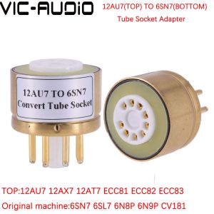 Förstärkare 1pc 12AU7 ECC83 12AT7 (överst) till 6SN7 (botten) 9Pin till 8Pin DIY Audio Vintage Vacuum Tube Amplifier Adapter Socket Converterare