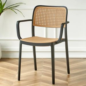 Nordic Furniture Rattan Woven Plastic Backrest Dining Tables Chairs Simplemodern Leisure for Household Use Living Room