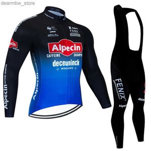 Cycling Jersey Sets ALPECIN Team Cycling Jersey Set 2023 Man Autumn MTB Race Cycling Clothing Long Seve Ropa Ciclismo Outdoor Riding Bike Uniform L48