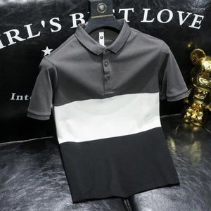 Herrpolos hane med krage tee ingen logo mens t-shirt ljung polo skjortor svarta toppar skarvade kläder 2024 tees xl mode basic