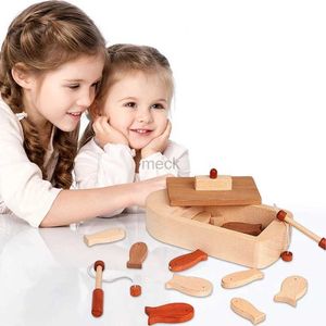 Decompression Toy Childrens wooden toys magnetic fishing blocks educational toys cute little wooden fish enlightenment brain toys 240413