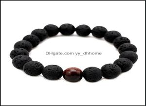 Beaded Strands Bracelets Jewelry Fashion Men Lava Beads Black Volcanic Rock Tiger Eyes Energy Stone Handmade Buddha Prayer Beaded 7804023