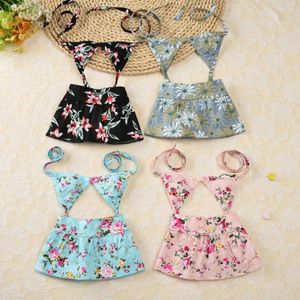 Dog Apparel Pet Bikini Fastener Tape Floral Printing Dogs Beach Dressing Bathing Suit Ins Summer S-XL