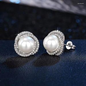 Stud Earrings S925 Sterling Silver High-end Pearl Jewelry Women's Fashionable Temperament As A Gift For Wives And Mothers