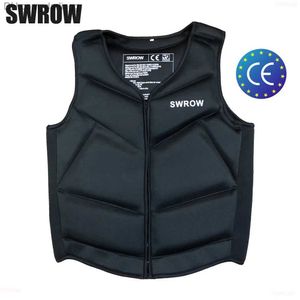Life Vest Buoy SWROW chloroprene rubber life jacket suitable for adults and children swimming floating vests surfing water sports rowing fishing safety Q240413