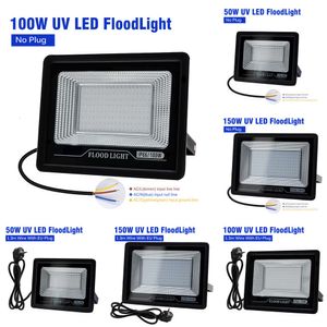 New 50W 100W LED UV Floodlight 220V Ambient Light 395Nm 400Nm Ip66 Waterproof Ultraviolet Fluorescent Stage Lamp For Halloween Party