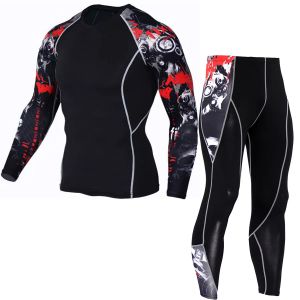 Underkläder Vintertermal underkläder Set Men's Sportswear Running Training Warm Base Layer Compression Tights Jogging Suit Men's Gym