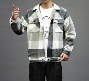 Men039s Jackets Mens Winter Winter Woolen Casa Plaid Fashion Outerwear Men Warm Jacket Casual Jacket Patch Pocket Plus Size M51611362