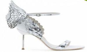 Sophia Webster Evangeline Angel Wing Sandal Plus oryginalne skórzane pompki ślubne różowe buty do brokatów kobiety Sandały motyla buty 5402129