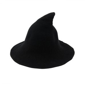 Chapéu de bruxa diversificado ao longo do gabarito de lã de lã de lã de tricô Hat da moda feminina Bruxa apontada pela bacia para Halloween313764615013