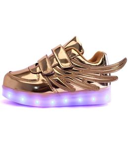 JawaKids USB -laddning Glödande sneakers Kids Running LED WINGS Kids Lights Up Luminous Shoes Girls Boys Fashion 2201215148996