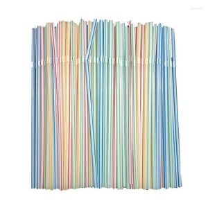 Disposable Cups Straws 100Pcs Multicolor Kunststof For Wedding Party Supplies Beverage Kitchen Cocktail Birthday Bar Drinking