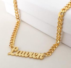 Personalised Name Necklaces For Women and Men Punk Nameplate Jewelry Stainless Steel Curb Chain Custom Letter Necklace Collier1407254