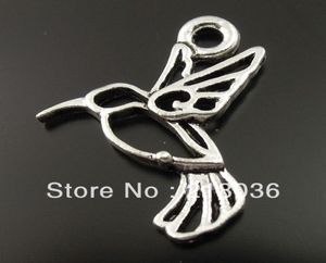 100 st antik silver kolibri fågelflug charms hängen för smycken gör fynd europeiska armband handgjorda hantverk accessor4546717