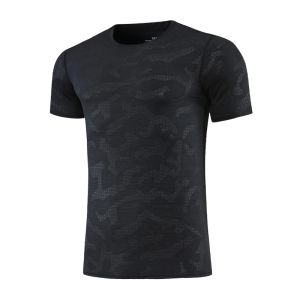 T-Shirts Men Training Tshirts Quick Dry Polyester Sports Short Sleeve Elasticity Prints Outdoor Running Tees Thin Workout Tshirts