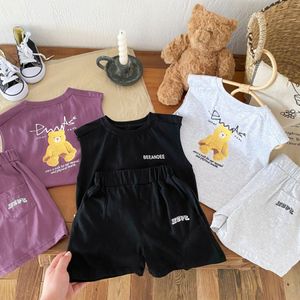 子供の服セット幼児半袖Tシャツショーツ漫画サマーレタープリントTシャツパンツボーイズ女の子子供青年2枚のスーツf0pq＃