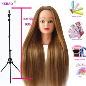 Doll Head For Hairstyles Mannequin Head With 100% Synthetic Long Hair Training Head For Braid Hairdressing With Clamp Wig Stand 240403