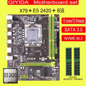 마더 보드 X79 Xeon LGA 1356 E5 2420 CPU 2PCS x 4GB = 8GB 1333MHz PC3 10600R DDR3 ECC Reg 메모리 RAM NVME M.2 SATA3.0