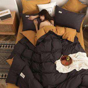 寝具セットデザズストアシンプルな家クエットベッドルームホワイトブラック羽毛布団カバーキングサイズキルトブリーフベッドクロス布団4PCS