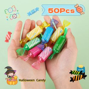 Pens 50Pcs/Lot Creative Mini Colorful Candy Ballpoint Pen School Cute Stationery Blue Oil Ink Pens Wholesale Children's Gift Rewards