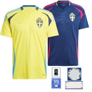2024 Euro Cup Sverige Soccer Jersey Ibrahimovic 24 25 Swedish National Team 24 25 Larsson Football Shirt Home Yellow Away Navy Blue Men's Unifor