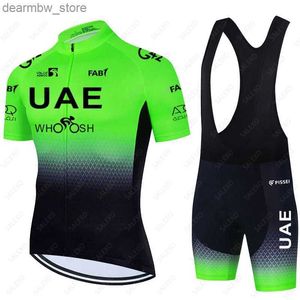 Cycling Jersey Sets 2023 Uae Team Cycling Jersey Set 19D Bike Shorts Set Men Summer MTB Ropa Ciclismo Short Seve Bicyc Shirts Maillot Clothing L48