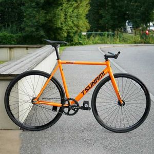 Велосипедные езды на велосипеде Tsunami SNM100 Fixie Fixie Fixed Gear Bike Track Syster Speed Racing Bicycles 700C Алюминиевые рамы велосипедные кадры Настраиваемые тормоза L47