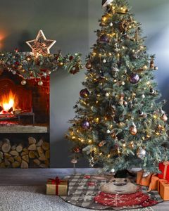 Christmas Snowflake Elk Salia de árvore de Natal Decorações de Natal para suprimentos em casa Round Christmas Tree Saias Base Capa