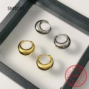 Hoop Earrings 925 Sterling Silver Office Lady Style Simple Huggie Ear Buckles Gold Plated For Women Fine Jewelry BSE950