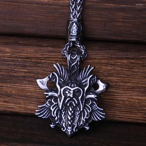 Colares pendentes vintage nórdicos odin guerreiro viking amuleto de aço inoxidável para homens punk hip hop jóias por atacado