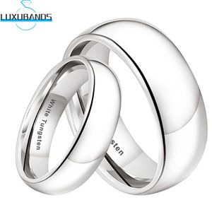 Tungstênio de tungstênio branca anéis de casamento banda abobadada banda polida acabamento feminino jóias largura de mulit 6mm 8mm Moda Comfort Fit 240401