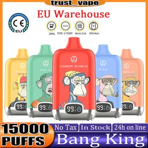 Europe Warehouse Original Uzy Bang Digital 15000 Puff 15000 Einweg -Vaper -Zigaretten 1,2OHM Mesh Spulencode Puff 15000 0% 2% 3% 5% wiederaufladbare Batterie 20ml Gerätestift